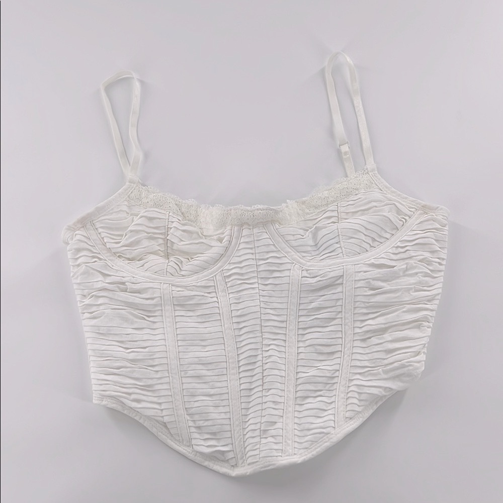 White Fox milkmaid  Ruched Bustier Top‎ M